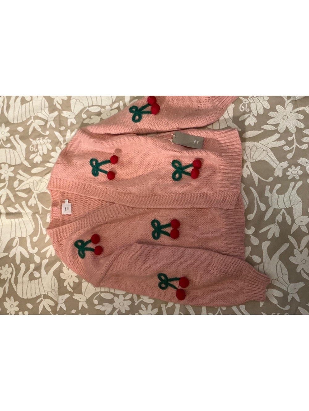 NWT Luna Ivy from Anthropologie 3D Cherry Cardigan Sz Small